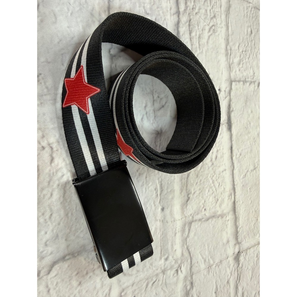 Buckle-Down Web Belt Unisex OS Black Excellent Red Star Striped Canvas Flip-Top
